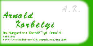 arnold korbelyi business card